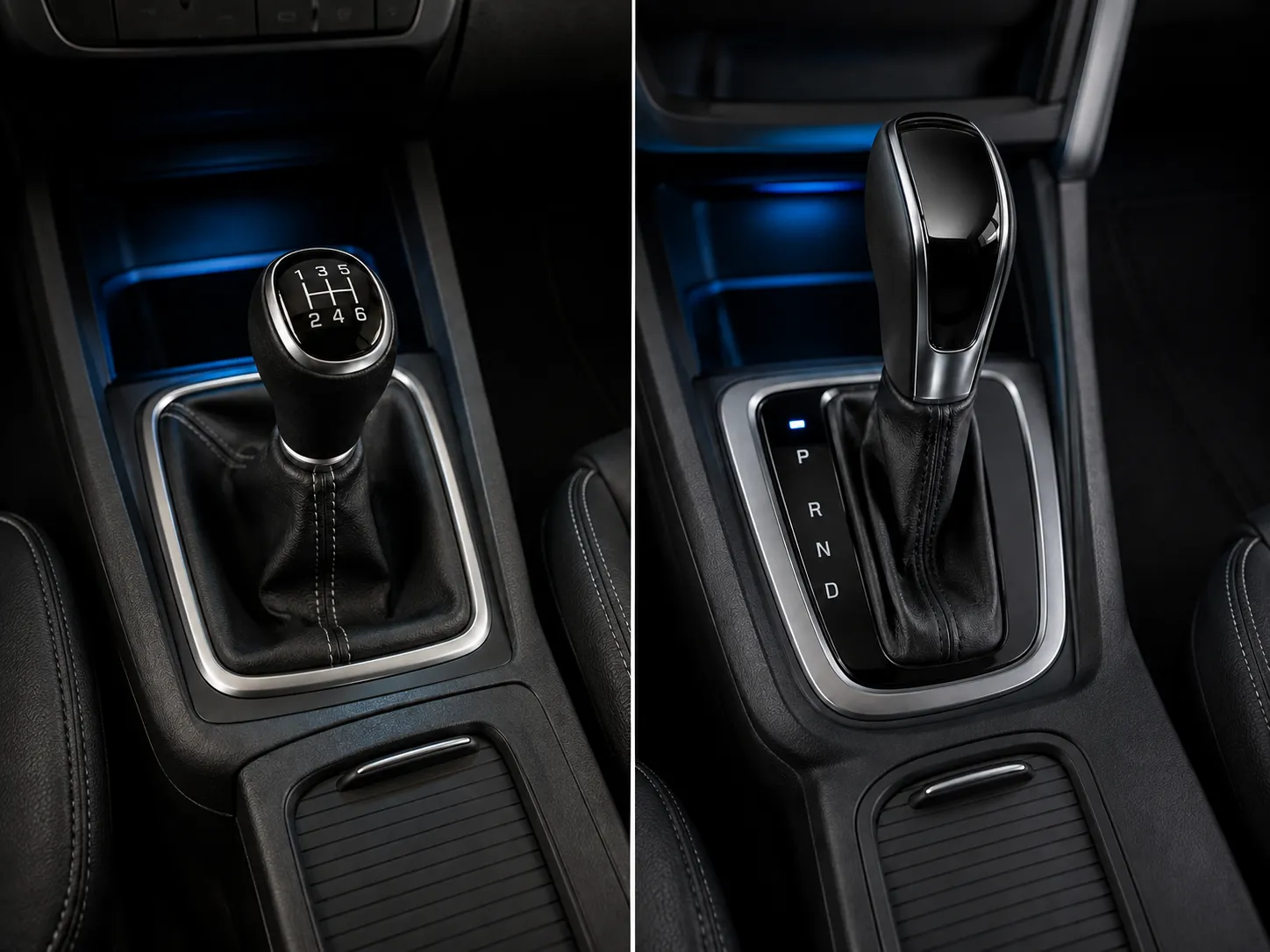 Comparação entre câmbio manual e automático de carro