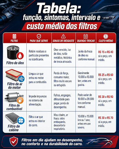 Filtros do carro: quando trocar e qual a importância