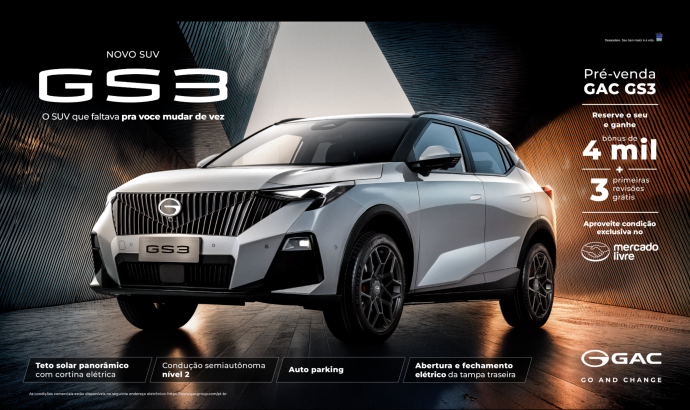 GAC inicia pré-venda do SUV GS3 e amplia portfólio no Brasil