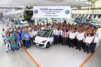 Fábrica da Volkswagen em Taubaté celebra 150 mil unidades do Up