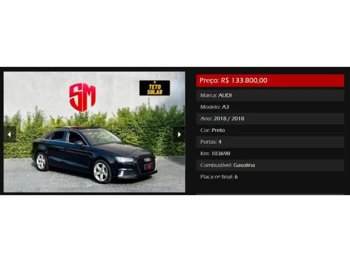 A3 2.0 TFSI SEDAN AMBITION 16V GASOLINA 4P S-TRONIC