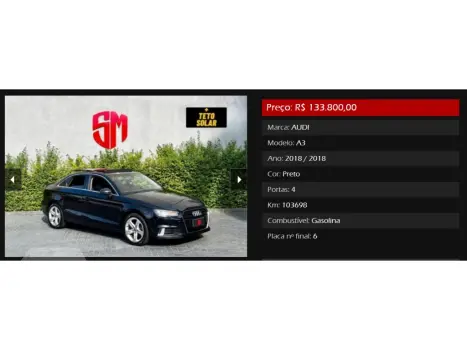 A3 2.0 TFSI SEDAN AMBITION 16V GASOLINA 4P S-TRONIC